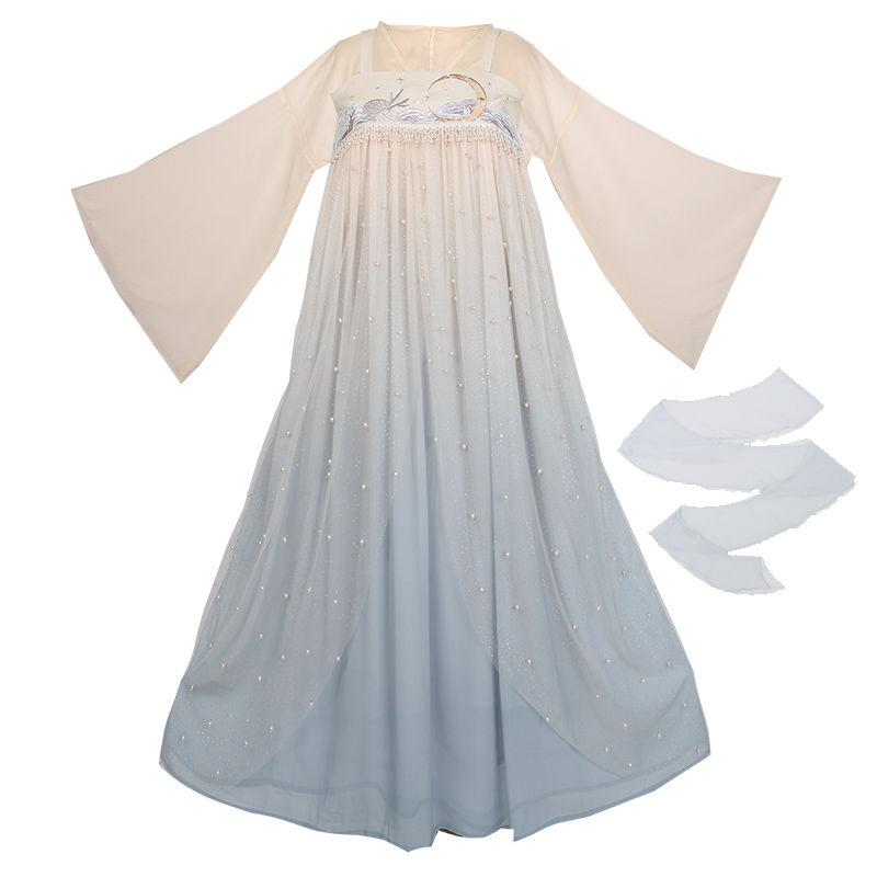 Hanfu Female Full Chest Skirt Super Fairy and Elegant Original Design Pearl Embroidery Three-piece Summer