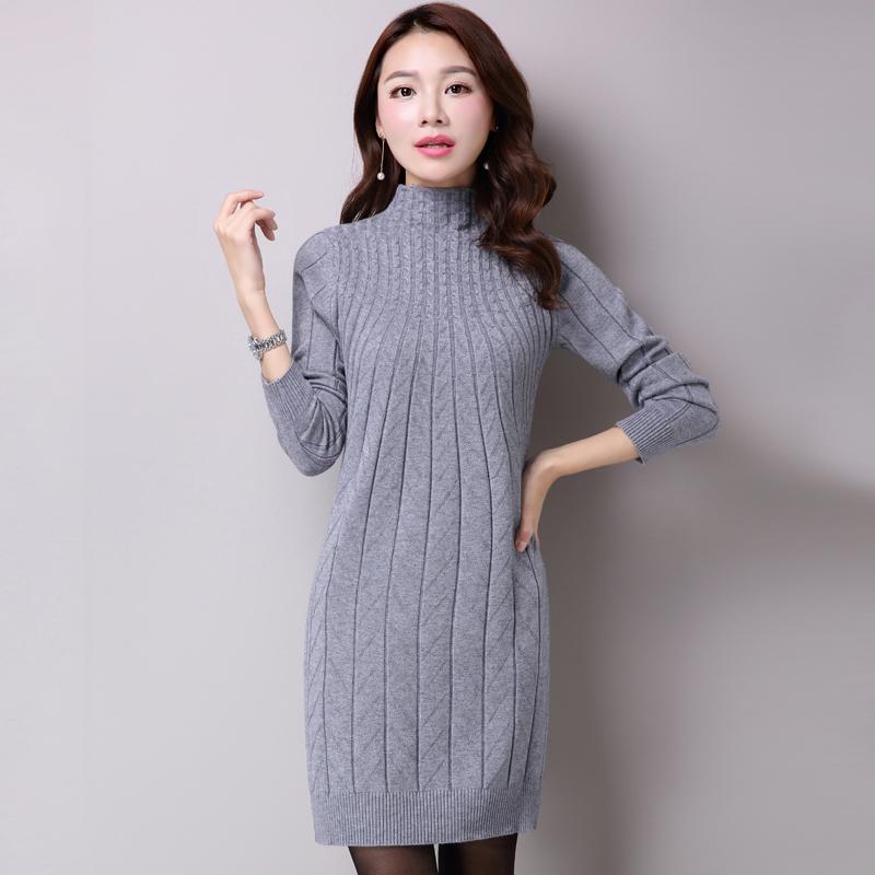 Thin High Collar Sweater Warm Thick Large Size Sweater Cashmere Sweater Female Long Sweater