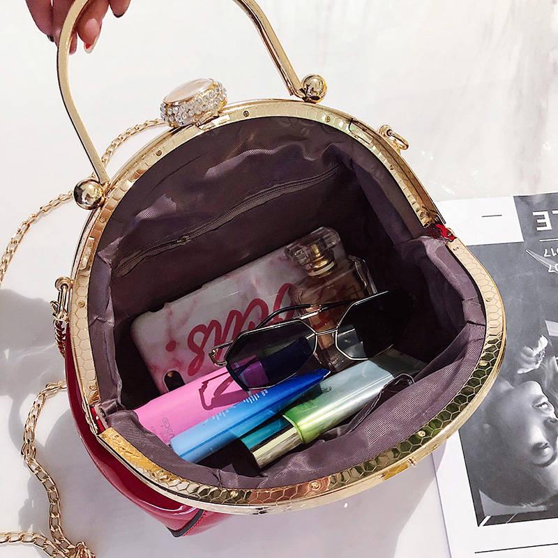 Bride Handbags Glossy Patent Temperament Name Handbags Atmospheric Wedding Dinner Clip Messenger Bag