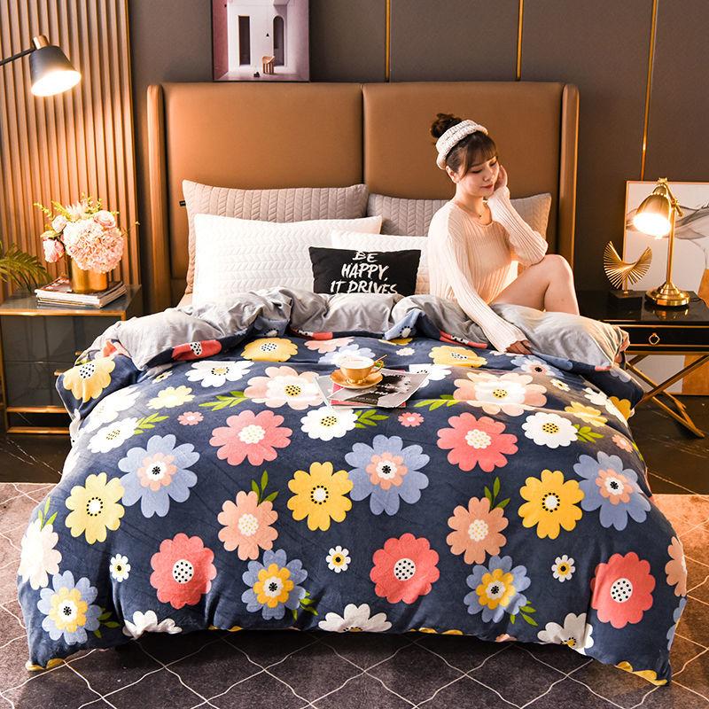 1pc Winter Warm Thick Milk Quilt Cover Double-sided Quilt Cover Single and Double Dormitory Flannel Quilt Cover Twin Queen King Size