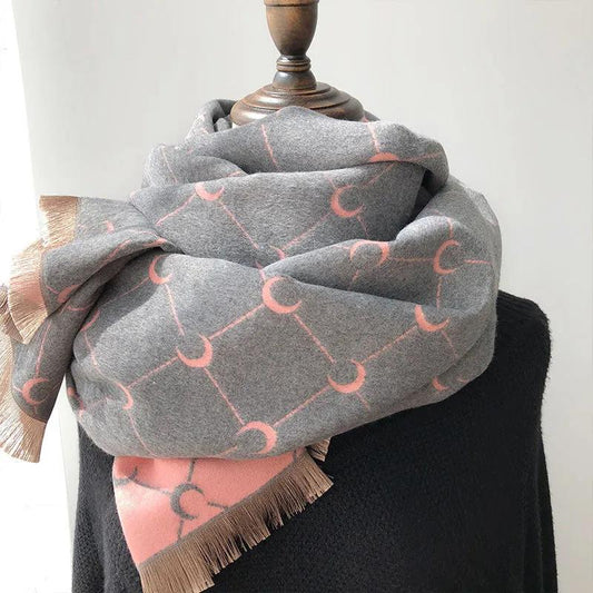 Imitation Cashmere Scarf Winter Double-sided Printing Oversized Shawl Korean Version of Wild Lengthened Thick Warm Scarf Shawl