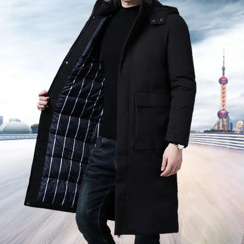 Winter Medium and Long Section Cotton Clothing Large Size Down Jacket Trend Leisure Men's Clothes