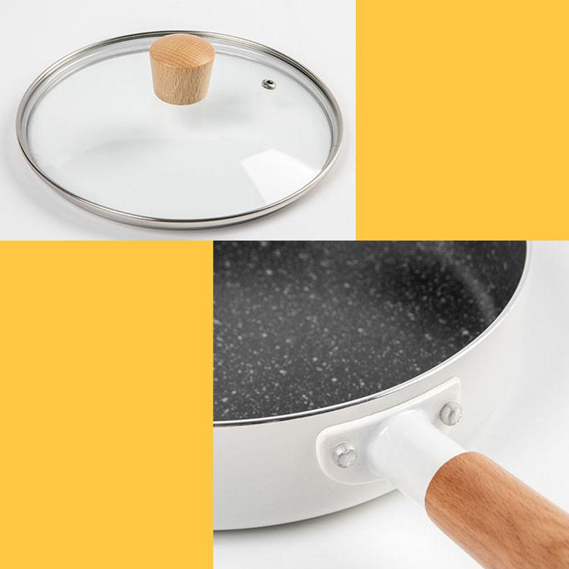 Mai Rice Stone Ceramic Small Frying Pan Wok Cooking Household Pot Flat Non-stick Pot Kitchen Utensils with Cover