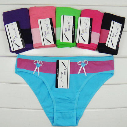 Woman Underwear Cotton Panties Cute Bow Solid Girls Briefs Ladies Knickers Lingerie 6 pcs/Lot