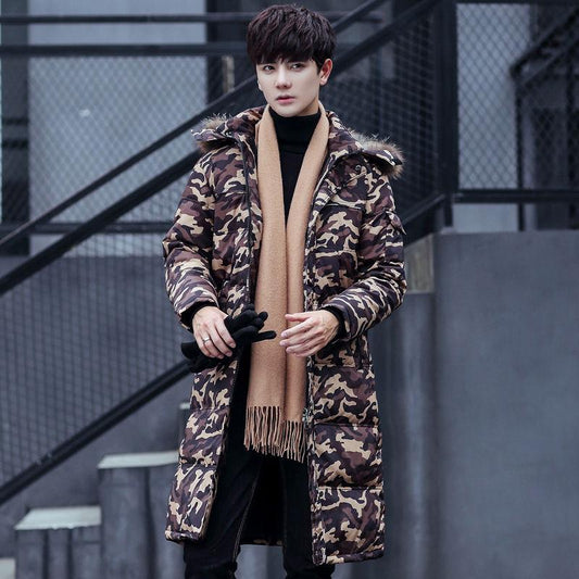 Winter Medium and Long Section Cotton Clothing Large Size Down Jacket Trend Leisure Men's Clothes