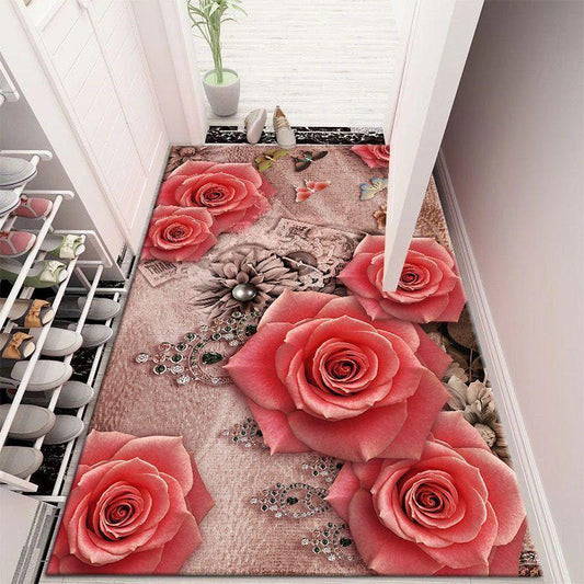 3D Foyer Floor Mat Door Mat Suede Floor Mat Door Floor Mat Kitchen Floor Mat Bedroom Bathroom Non-slip Absorbent Carpet