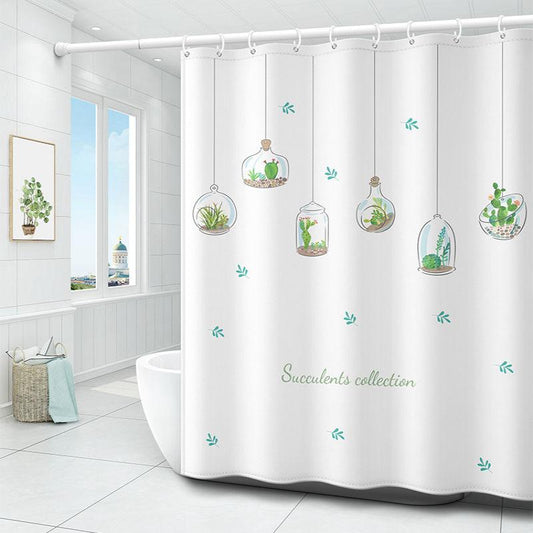 Bathroom Shower Curtain Free Perforated Waterproof and Mildew-proof Partition Curtain Bathroom Thickened Water Retaining Curtain