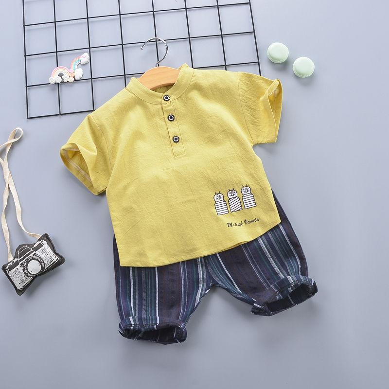 Two-piece Suit Cotton Linen Children's Clothes for Boys Girls Babies Infants Children's Clothing Suits