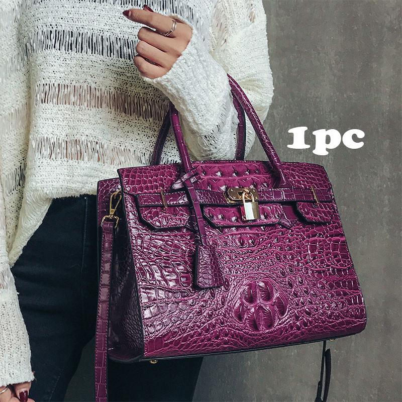 Crocodile Leather Handbag Women Fashion Large Capacity Shoulder Bag Platinum Bag