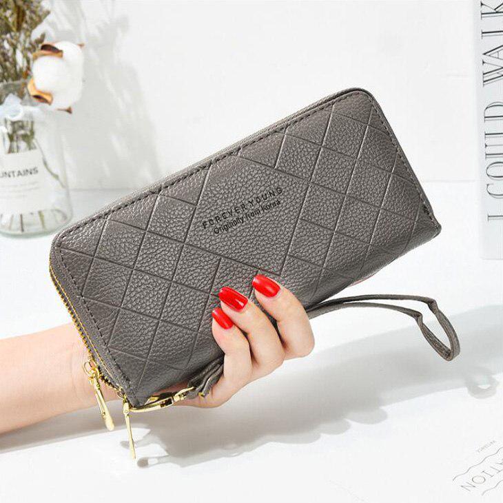 Double Zipper Women Wallets Lady Wristlet Handbags Purses Cards Holder Woman Long Wallet Coin Purse