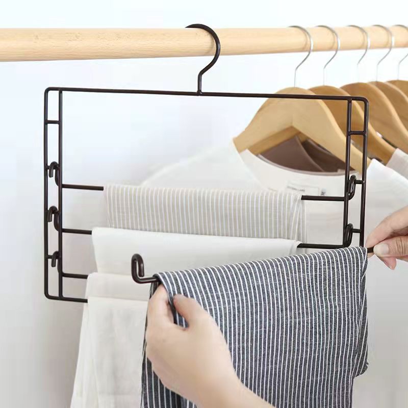 Multi-layer Trousers Rack Trousers Clip Multifunctional Hanger Storage Artifact Hanger Wardrobe Storage Rack Seamless Pants Rack Trousers Hanging