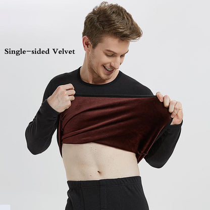 Men Winter Plus Velvet Thicken Thermal Underwear Tight Suit Wearable Comfortable Versatile Soft Lining O-neck Male Pajamas Spring Long Sleeve Clothes