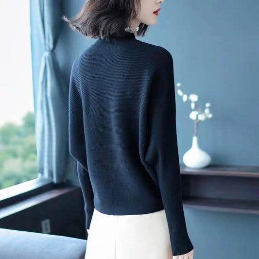 Women Turtleneck Sweater Top Lady Long Sleeve Warm Sweaters Embroidered Knitted Pullover