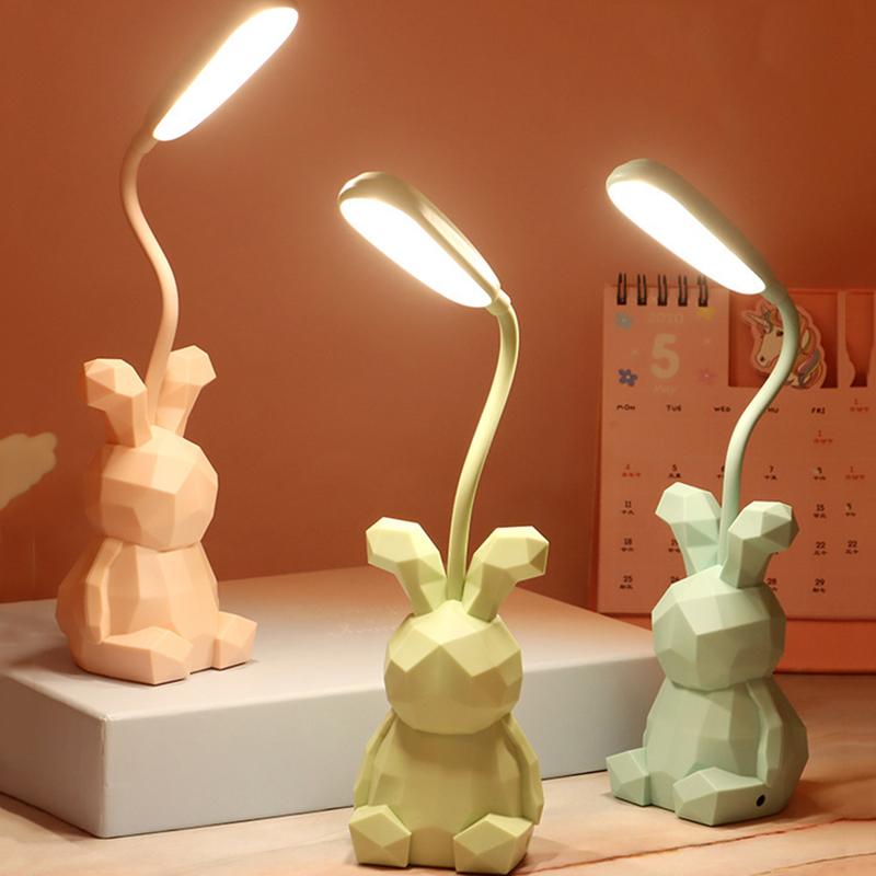 LED Eye Protection Desk Lamp USB Rechargeable Rabbit-shaped Desk Lamp Learning To Write Anti-myopia Bedroom Bedside Dormitory Night Light