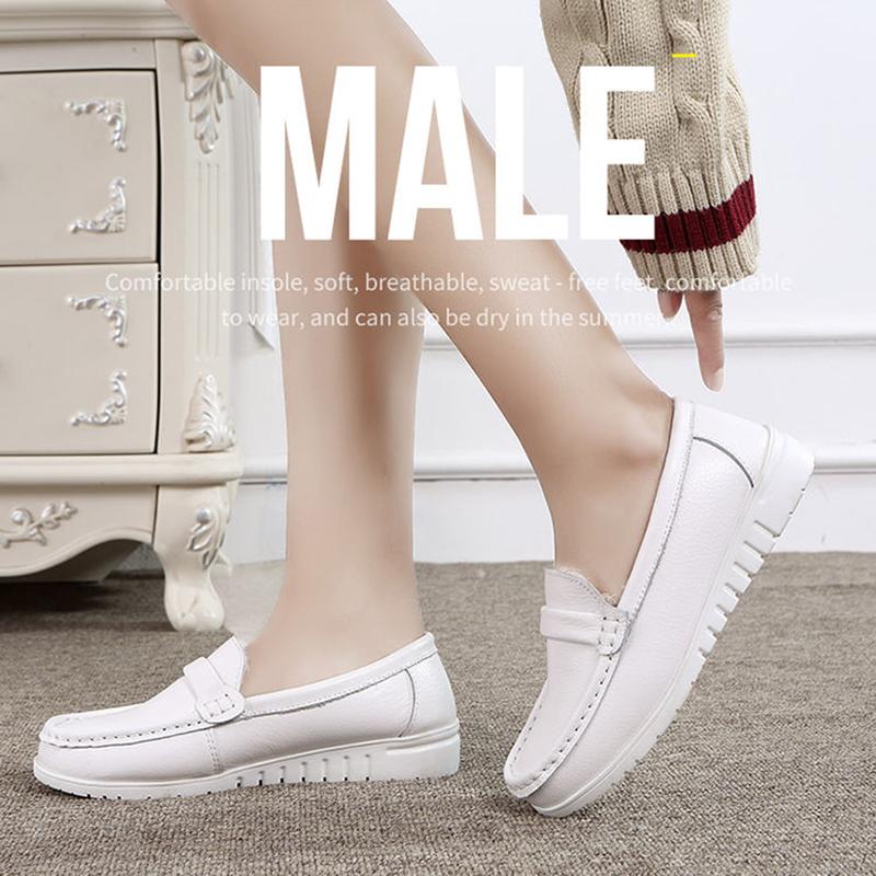 Warm Moccasin Shoes Plus Velvet Flat Leather Shoes Plus Velvet Peas Shoes Female Nurse Shoes Driving Shoes Plus Velvet Warm Cotton Shoes