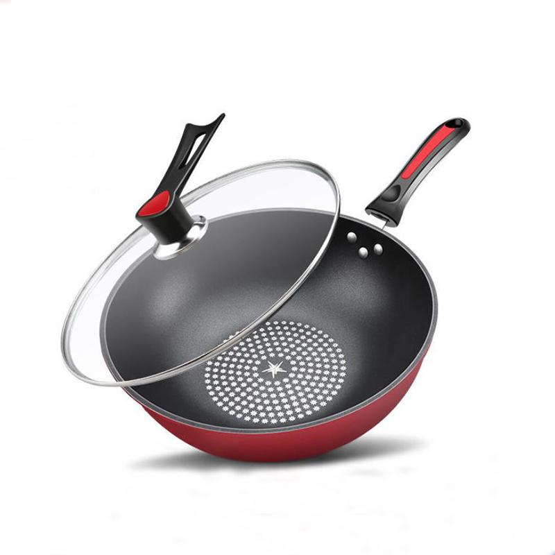 Frying Pan Wok Household Wok Pan with Pancake Non-stick Pan Cookware Family Dinner No Lampblack Frying Pan with Cover