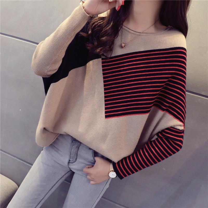 Autumn Short Bat Shirt with A Bottoming Ladies Sweater Loose Knit Outer Top