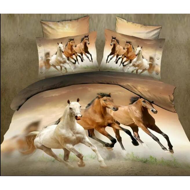 Duvet Cover Animal Serice 3D Horses Running 3pcs Bedding Set