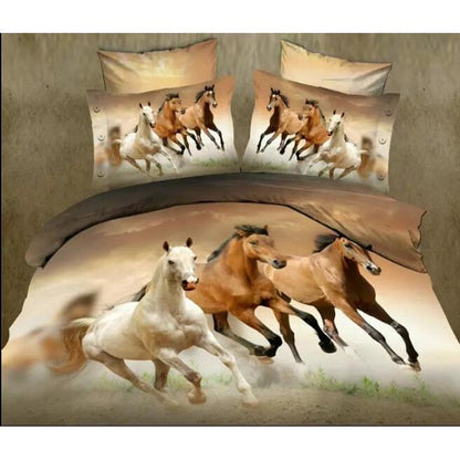 Duvet Cover Animal Serice 3D Horses Running 3pcs Bedding Set