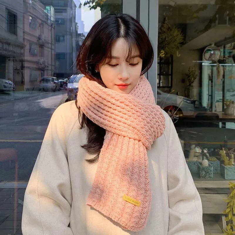 Scarf Female Winter Korean Fashion Solid Color Woven Scarf Thick Warm Wool Couple Scarf Shawl