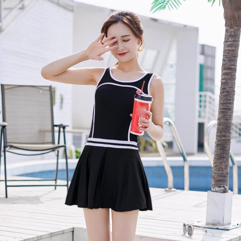 Swimsuit One-Piece Lady Swimsuit Covering Belly Slim Skirt Small-chested Sports Swimwear Skirt One-Piece Lady Swimwear