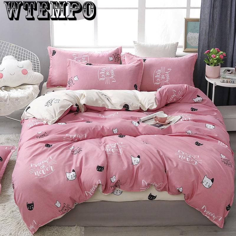 4pcs Bedding Household Items Set Four Sets of Comfortable Cotton Printed Twin/queen Size Quilt Cover