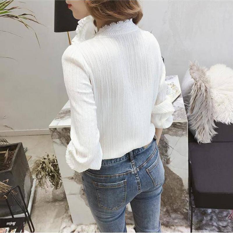 Chiffon Shirt Women's Long-sleeved Spring and Autumn Wear V-neck Shirt Women's Business Wear Shirt Suit with Casual Lady Elegant