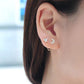 Star Moon Full Diamond Chain Earrings Single Ear Double Hole Stud Earrings Fashion Accessories