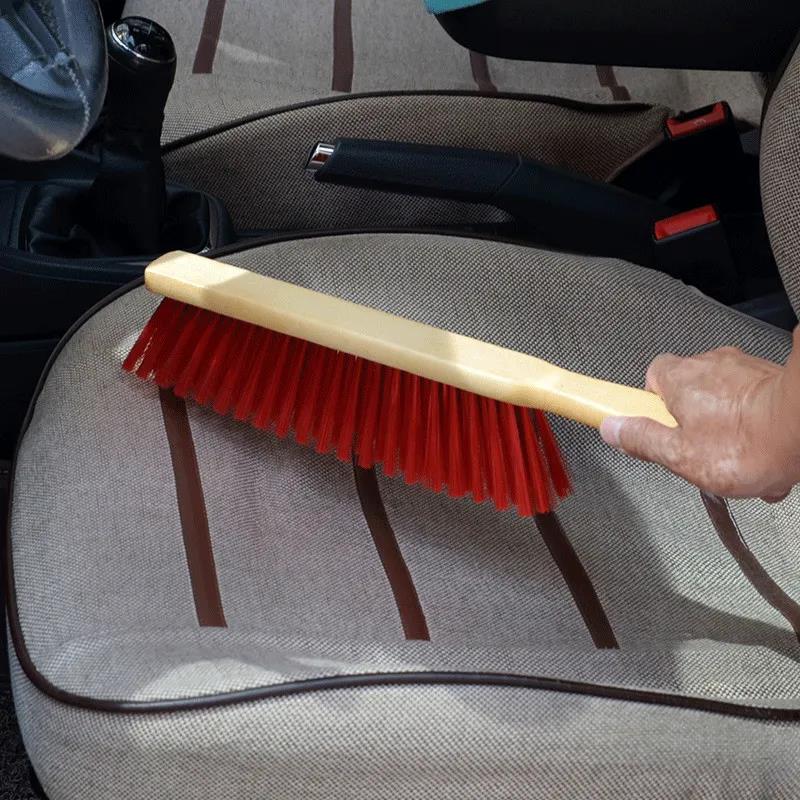 Solid Wood Hand Brush Household Cleaning Anti-static Broom Brown Bristles Mane Dusting Sofa Bed Clothes Brush Natural Sweep