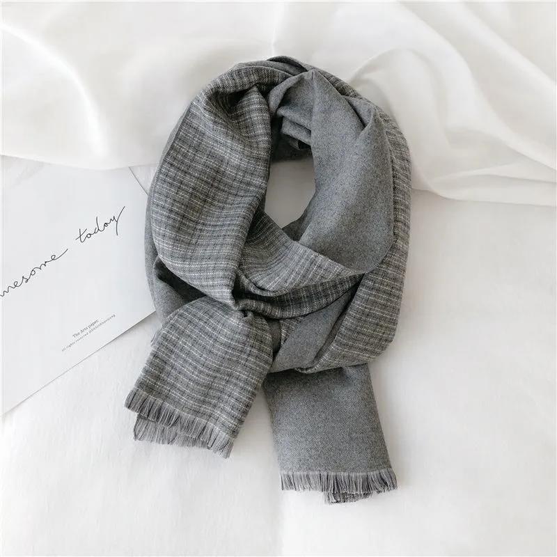 Women's Scarf Autumn and Winter Thick Warm Double-sided Knitted Scarf Wild Pure Color Imitation Cashmere Scarf Shawl