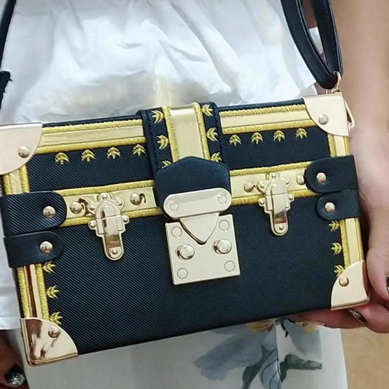 Box Bag Crossbody Bags Women Casual Clutch Purse Shoulder Clasp Closure Adjustable Belt Retro Rectangular Bag