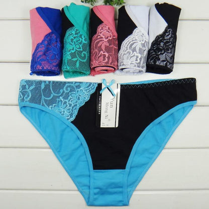 Women Underwear Cotton Sexy Lace Low Waist Ladies Panties Knickers Briefs Lingerie 6 pcs/Lot