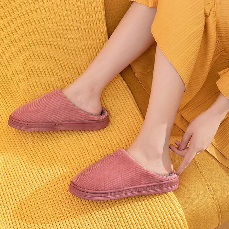 Winter Slippers Women Cotton Shoes Thick Fleece Warm Mens Plus Size Slides Home Indoor Casual Slippers