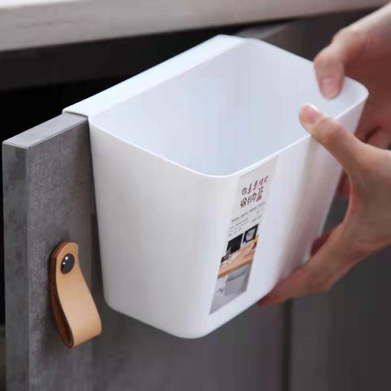 Kitchen Household Wall-mounted Plastic Trash Can Toiletries Storage Bucket Cabinet Door Hanging Bucket Desktop Sundries Storage Box