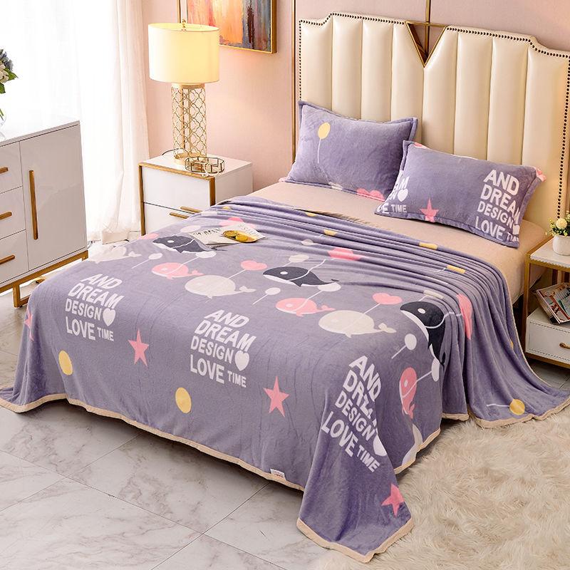 Winter Soft and Warm Printing Coral Fleece Blanket Bed Office Travel Sofa Camper Car Cover Blanket Double-sided Plus Fleece Blanket