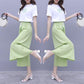 Pofulove Summer Pants Set Women Printed Cotton T-shirt Wide Leg Pants Two-piece Set Women Outfits