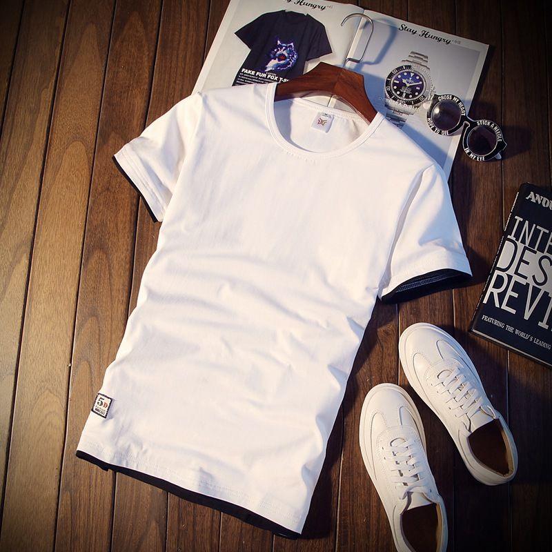 New Summer Men's Short-sleeved T-shirt Round Neck Solid Color Slim Outdoor Casual T-shirt