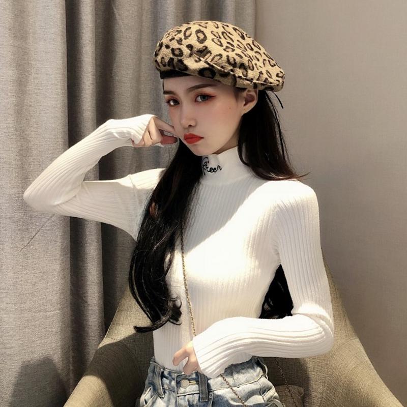 Ladies Winter Sweater Long Sleeve Turtleneck Sweater Top Core Yarn Bottoming Shirt Winter