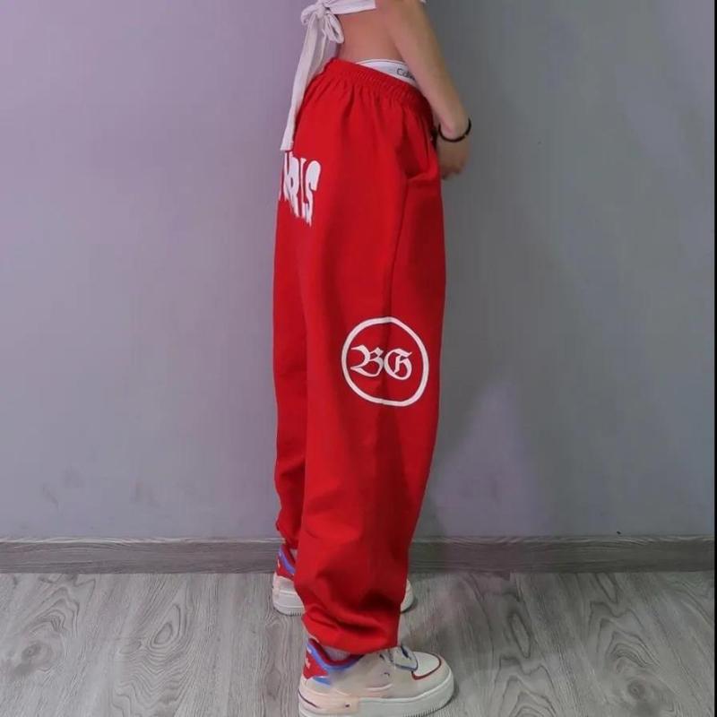 Red Sweatpants Female Hip-hop Loose-fitting Harem Pants Jazz Hip-hop High-waist All-match Casual Pants Trend