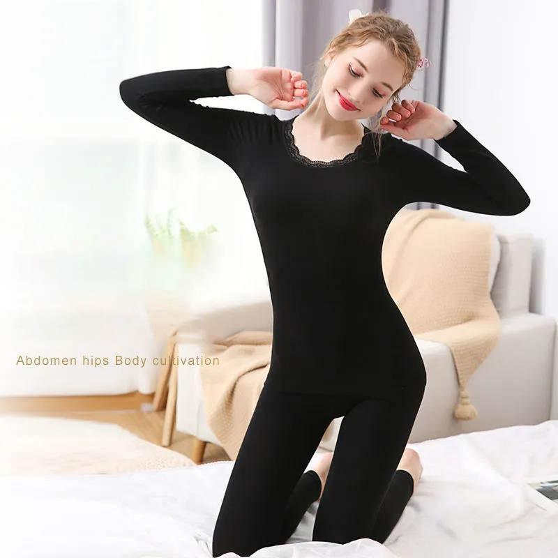 Thermal Underwear Autumn Clothes Long Trousers Women's Suit Seamless Body Shaping Thin Cotton Wool Bottoming Shirt Underwear Women