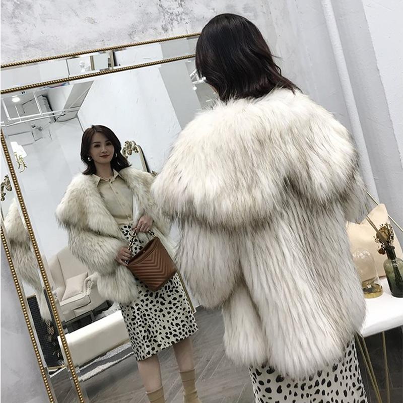 Winter Women's Korean Version of Loose Fur Coat Large Fur Collar Lapel Mid-length Raccoon-like Thick Warm Coat