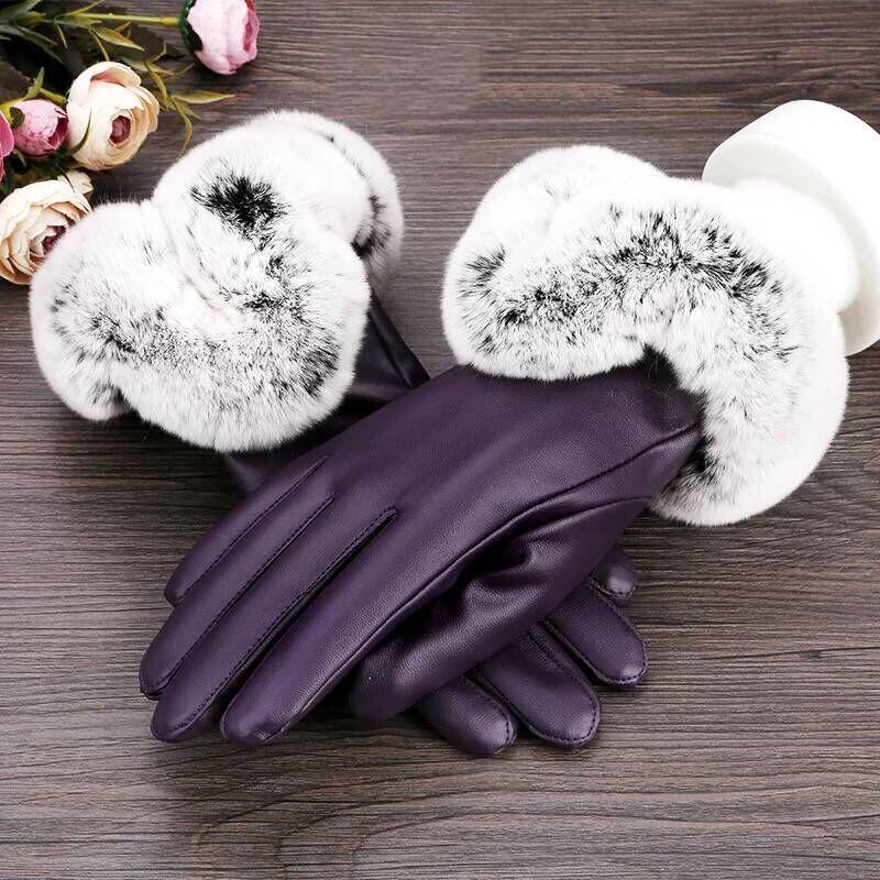 Winter Warm Leather gloves Thick gloves Woman fashion gloves Plush Cotton gloves Windproof gloves