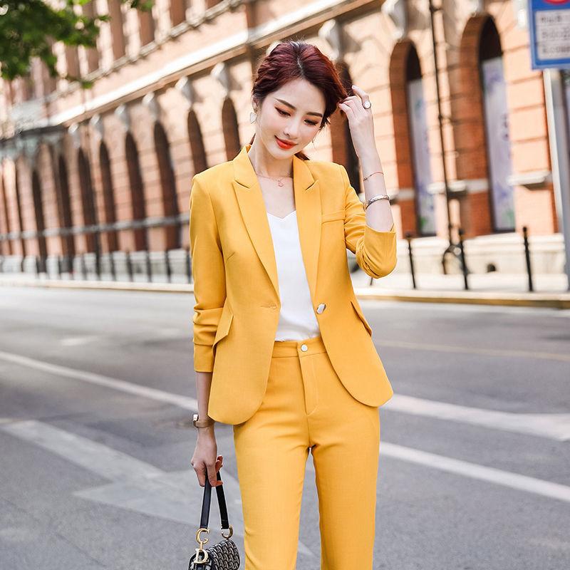 Three-piece Suit Suspenders + Professional Jacket + Suit Pants Women's Spring and Autumn Trousers Overalls Women's Casual Suits Overalls