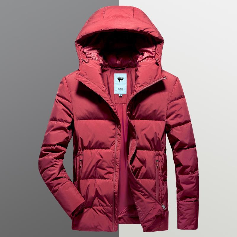 Fashionable Hooded Quality Men's Down Jacket Young and Middle-aged Cold-proof Warmth Thick Real White Duck Down Jacket