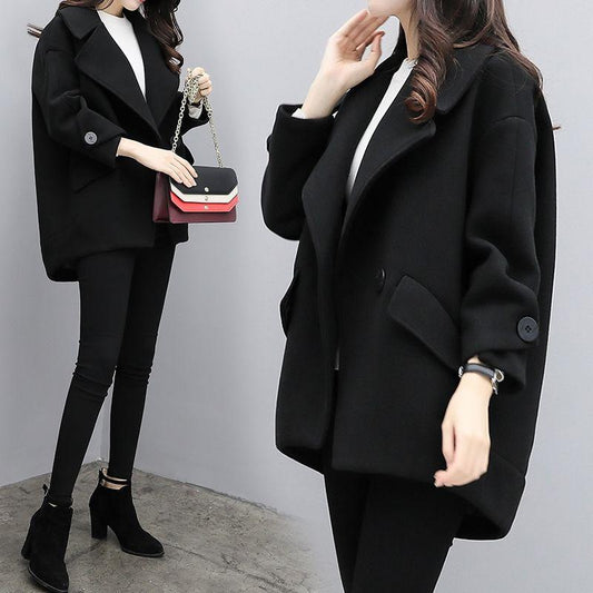 Women's Coat Fashion Autumn Winter Outwear Woolen Overcoat Elegant Trench Coat Jacket Short Overcoat