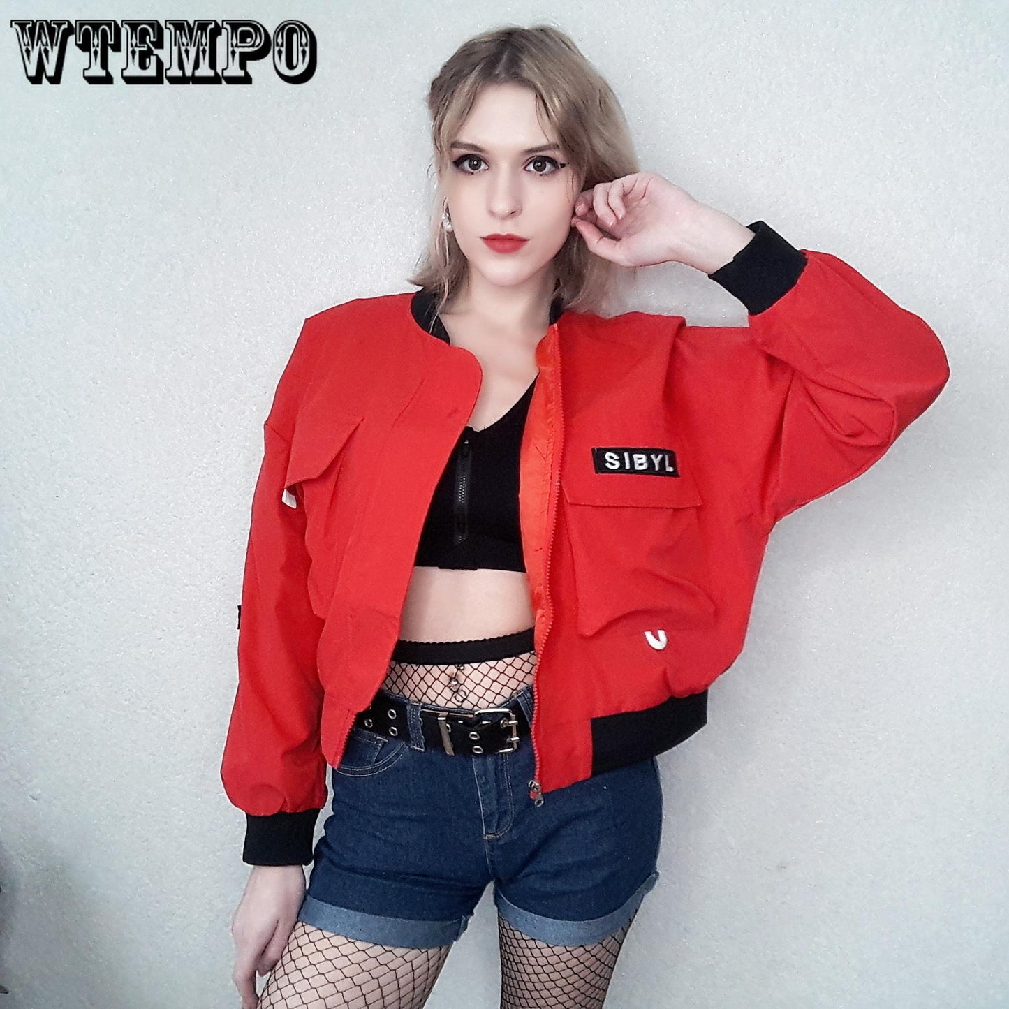 Autumn Short Jackets Women Bomber Jackets Cool Zipper Coats Streetwear Biker Outwear