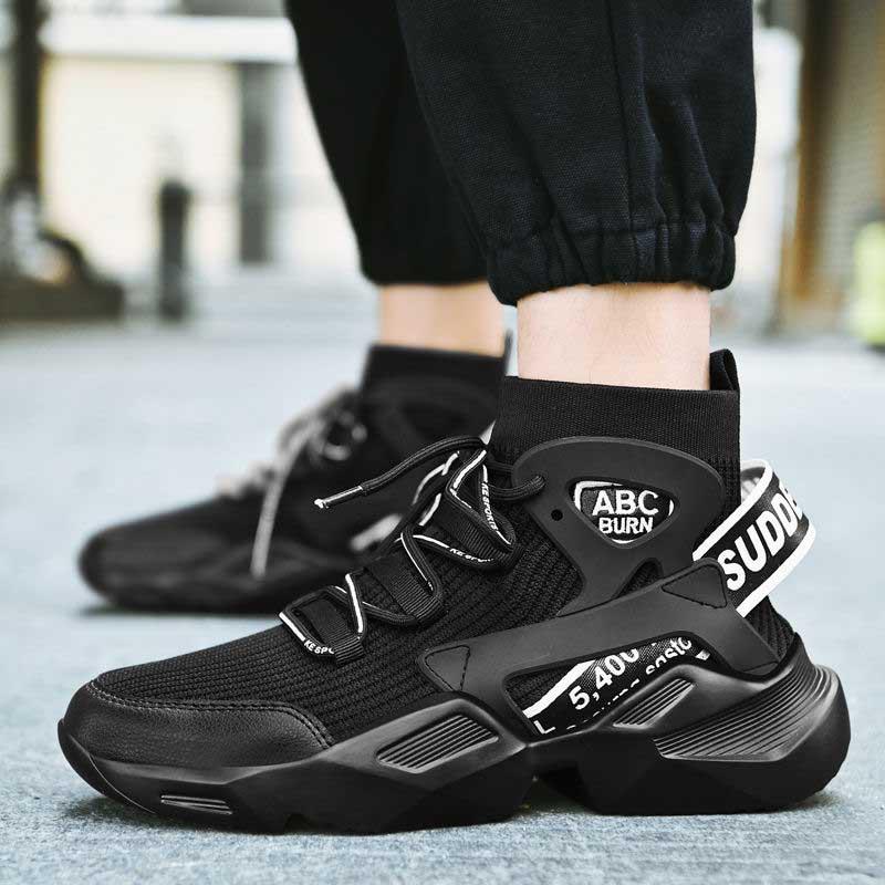 Plus Size39-44 Men High-top Sneakers Running Basketball Shoes Breathable Lightweight Non-slip Sock Shoes Women Wear-resistant Deodorant Skate Shoes