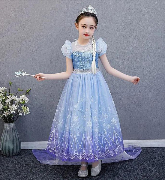 Girls Frozen Dress Aisha Princess Dress Summer Dress Children's Super Western Puffy Tulle Dress