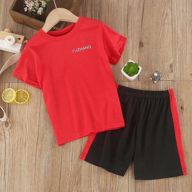 Children's Summer Suits Big Boys' Summer Short-sleeved T-shirts Sports Suits Quick-drying Clothes Girls Loose Mesh