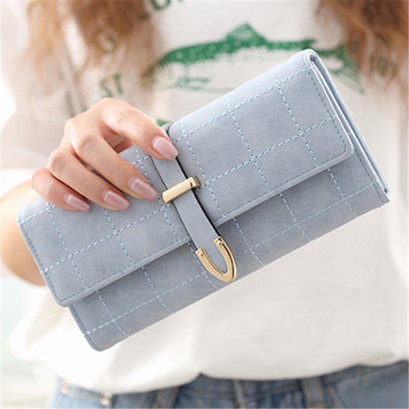 Luxury  Women Wallets Matte Leather Wallet Women Coin Purse Wallet Card Holder Wristlet Money Bag